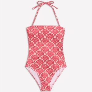 Boden Women’s Pink/Red Smocked One-Piece Swimsuit